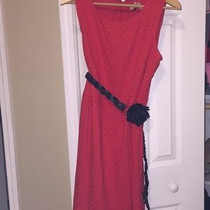 Red eyelet dress - belt separately- worn once